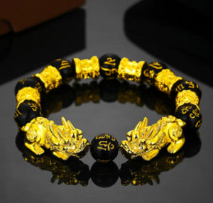 X21061003BC-Vietnam Pi Yao Gold Wealth Bracelet for All Seasons  Mens Health Accessory  Artisan Collectible  Golden Beads
