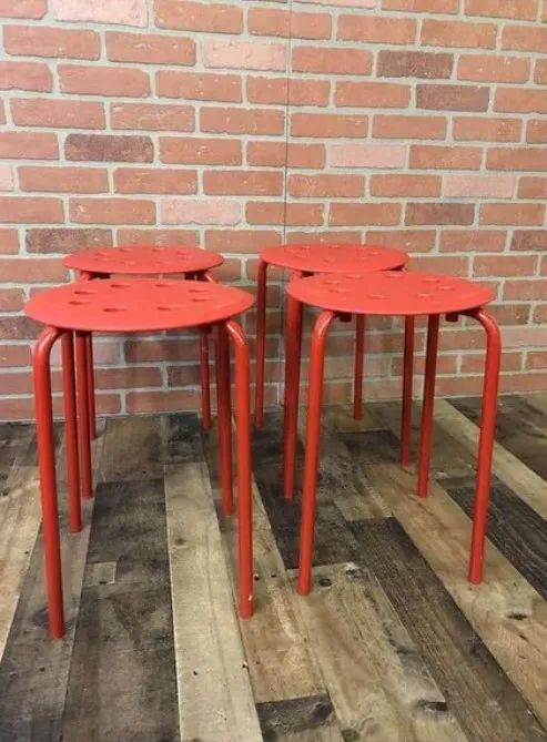 SET OF 2) IKEA Marius Indoor Outdoor Seat Plastic Stool Dining