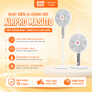 Quạt Điện Cây AI Masuto AirPro 7 CánhĐiều Khiển Giọng Nói AI Thông MinhĐộng Cơ BLDC Inverter Siêu ÊmBền BỉTiết Kiệm