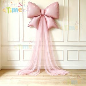 Pink Cream Birthday Decor Kit Large Bow Tulle 32inch Cream Number Balloon Baby Shower Christening Baptism Wedding Anniversary DIY Party Decoration