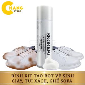 Chai vệ sinh giày Snoker - tạo bọt tuyết rửa cho sạch và tẩy trắng các loại giày dép đa năng