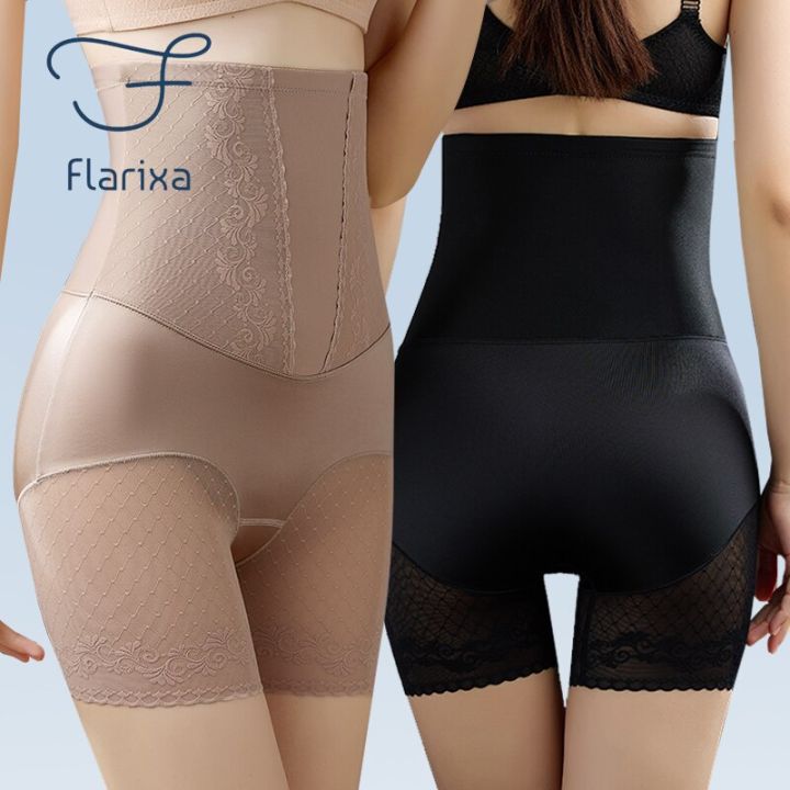 Flarixa 【3 In 1】women High Waist Lace Panties Tummy Control Underwear