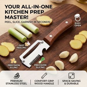 3-in-1 Multifunctional Stainless Steel Onion Cutter Stainless Steel Scallion Slicer Green Onion Cutter Shredder Multi Vegetable Speedy Chopper