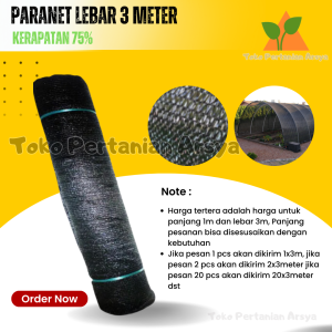 Eceran Paranet 75% Lebar 3 Meter Harga Permeter Lari