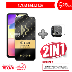 Paket 3in1 Tempered Glass Xiaomi Redmi 10A Anti Gores Layar Anti Static Free Tempered Camera+Skin