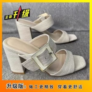 [Free Shipping] New Height-Increasing Square-Toe Open-Heel Sandals 2026 Versatile Chunky-Heel Slippers WomenS Half-Slipper Style