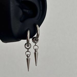 11.11 Goth Stainless Steel Hoop Hanging Earrings for Men Women with Dangle Design Punk Piercing Surgical Steel Ring Jewelry Decoratio h2610