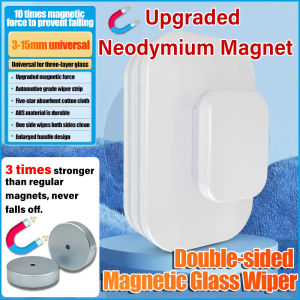 [Shipping Today] TBH Double Sided Magnetic Window Cleaner Wipe one side Wash two sides Magnetic window glass cleaner Cleaning high-altitude windows is effortless Window Cleaning Tools Magnetic Brush for Washing Windows Glass Wiper 抹窗口神器Window wiper