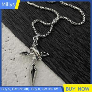 Millys Vintage Cross Pendant Necklace For Mens Versatile Chain Trendy Sweat Shirt Hanging Punk Chain Jewelry Gift