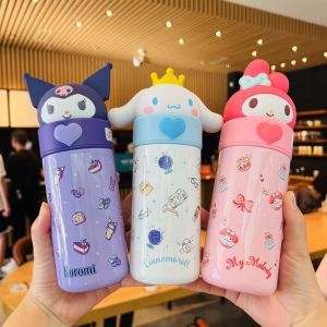 Bình Nước Giữ Nhiệt 350ML Hình Sanrio Cinnamoroll Anime Kuromi Melody Đáng Yêu