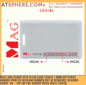 MAG Long Range RFID ID EM 125KHz Guard House Door Access Card 80-120cm Different Number Printed for AR200U Reader CDS18L