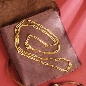 18k gold Pawnable Saudi Gold Original Simple Daily Versatile Loop Interlocking Geometric Necklace