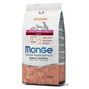 Monge Extra Small Adult Salmon&Rice 2.5 Kg. อาหารสุนัขโตพันธุ์ทอย สูตรปลาแซลมอนและข้าว