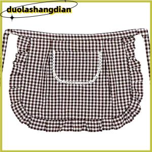 [Duola] ผ้ากันเปื้อนทรงสี่เหลี่ยมผ้ากันเปื้อนครึ่งเอววัสดุผ้าฝ้ายกันคราบระบายอากาศได้ดีเสื้อผ้าทำงานทำอาหารที่บ้านอุปกรณ์ในครัว