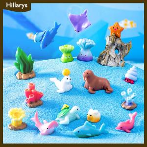 [Hillarys] Mini Ocean Figurine Resin Ornaments Cute Marine Life Sea Animals Tiny Statue Aquarium Home Desktop Micro Landscape Decor