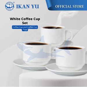 YU Ready Stock Modern White Cup and Saucer Set / Hotel Coffee Cup & Saucer / Set Cawan