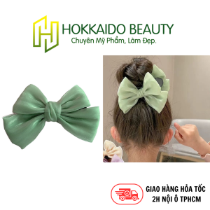 Hokkaido - Kẹp tóc càng cua đính nơ lớn màu xanh lá cho bé gái