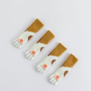4Pcs Table Chair Foot Pad Lovely Cat Paws Chair Leg Cover Floor Protector Knitting Skidproof Door Handle Home Decor