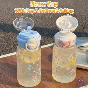 500ML Kids Straw Cup Cute Antlers Water Bottle For Kids Plastic Tumbler Water Bottle For School Portable Tumbler For Kids Boys Girls BPA Free