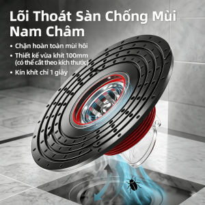 Lõi Ngăn Mùi Cống Phễu Thoát Sàn Chống Hôi - Van Từ Tính Tự Động Đóng Mở Nhựa ABS Kèm Đệm Silicon Cao Cấp Chống Trào Ngược Ngăn Côn Trùng Lưới Lọc Lớn Chống Tắc Nghẽn Tóc Phụ Kiện Nhà Tắm Vừa Lỗ Thoát Nước ( 33mm - 98mm ) Lắp Đặt Nhanh Chóng