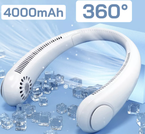 (FREESHIP TOÀN QUỐC) Quạt mini đeo cổ không cánh JISULIFE dung lượng pin lớn 1800mAhm Quạt đeo cổ không cánh ba cấp độ gió chạy êm và mát