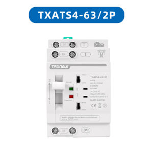 Taxnele Din Rail 63A ATS Dual Power Automatic Transfer Switch Electrical Selector Switches Uninterrupted Power 2P 4P