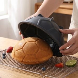 CHENJIE Non-Stick 3D Soccer Ball Cake Mold Sports Themed Thickened Mousse Cake Mold Multi-Purpose Food-grade Baking Mold Household