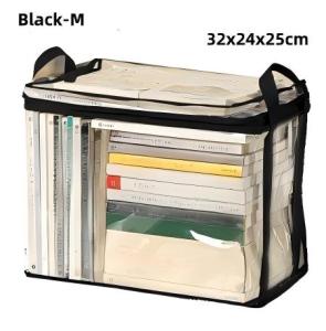 Multi-purpose Transparent Book Storage Bag Foldable PVC Large Capacity Book Organizer Storage School Student Helper Storage box Dust-proof Zipper Bag
