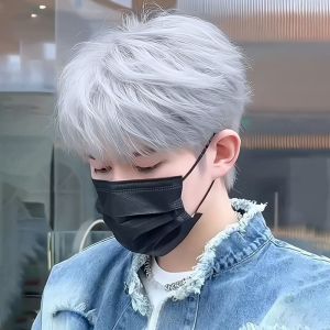 วิกผมผู้ชายผมสั้นสีดำตรงเวอร์ชั่นเกาหลีของผู้ชายหล่อทั้งหัวคลุมแตกแตกต่างกันทุกวันผมสั้นปุยธรรมชาติ