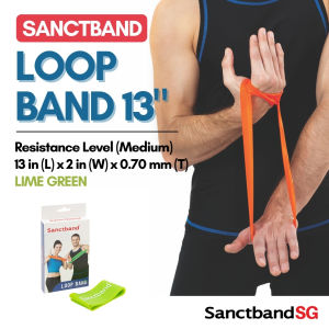 Sanctband Resistance Loop Bands 13" Loop Resistance Band Medium Resistance Bands Lime Green Exercise Bands Level 3 Resistive Band M size Exercise Band