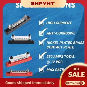 SHPYHT✨ 1 2Pcs Bus Bar Battery Power Distribution Block 12V M6 Stud Positive Negative Bus Bar For Truck Boat Car Camper