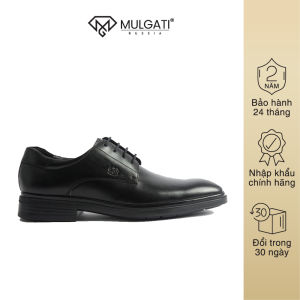 Giày tây nam MULGATI Classic Black Derby buộc dây da trơn - SP17159-01