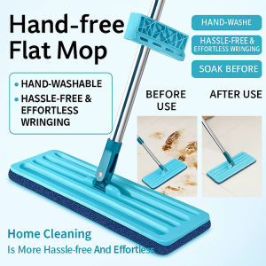 Thick Plush Microfiber Lazy Mop Wet And Dry For Home And Office Powerful Stain Remova Rotating Mop With Stainless Steel Rod For Tile And Floor Cleaning