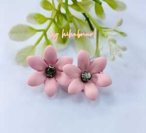 Hijabnur1 - Sepasang Anting Jepit Hijab / Anting Klip Hijab Model Bunga Handmade