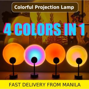 ✅100% Original Jcam 8 In 1 Colors Sunset Lamp Projector LED Rainbow Atmosphere USB Table Projection Lamp Night