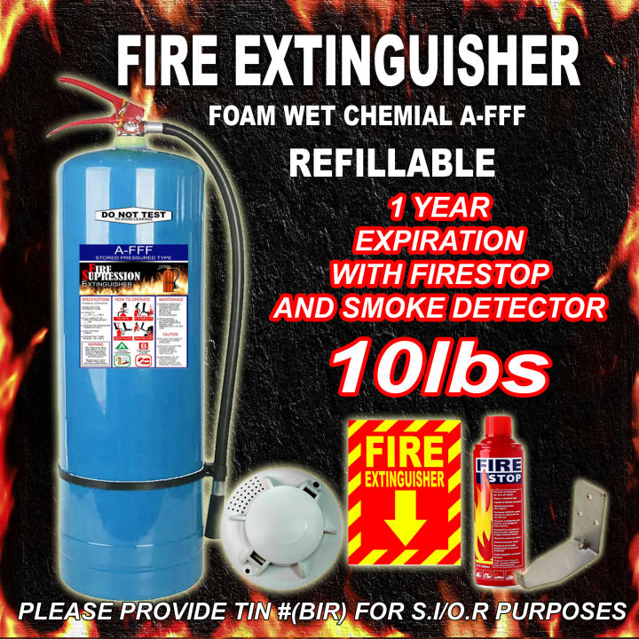 Fire extinguisher 10 lbs Blue AFFF with smoke detector and firestop