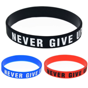 Motivational Silicone Wristband Never Give Up Colored Lettering Inspirational Bracelet Elastic Sports Rubber Band Gifts