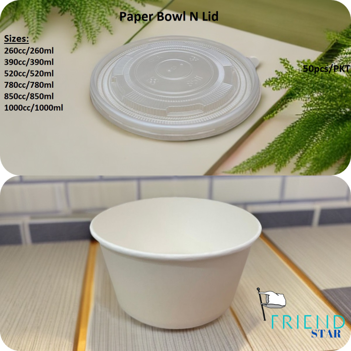 [50pcs] [6 Sizes] Plain Paper Bowl / @White Paper Bowl@ / Food Paper