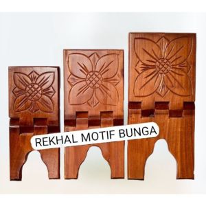 PROMO!! ORIGINAL PRODUCT Rekal Al-Quran Tempat Baca Al Quran Meja Lipat Asli Jepara Motif Iqro & Bunga Kualitas Premium finishing gloss