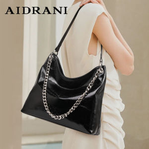 Aidrani  Genuine leather fashion  ladies shoulder bag large capacity100%soft cowhide crossbody bag luxurious chain tote bag