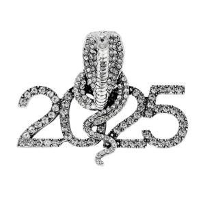 2025 New Year Snake Brooch Pin Eye Catching 2025 Snake Brooch Rhinestones Inlayed Pin for Party Wear
