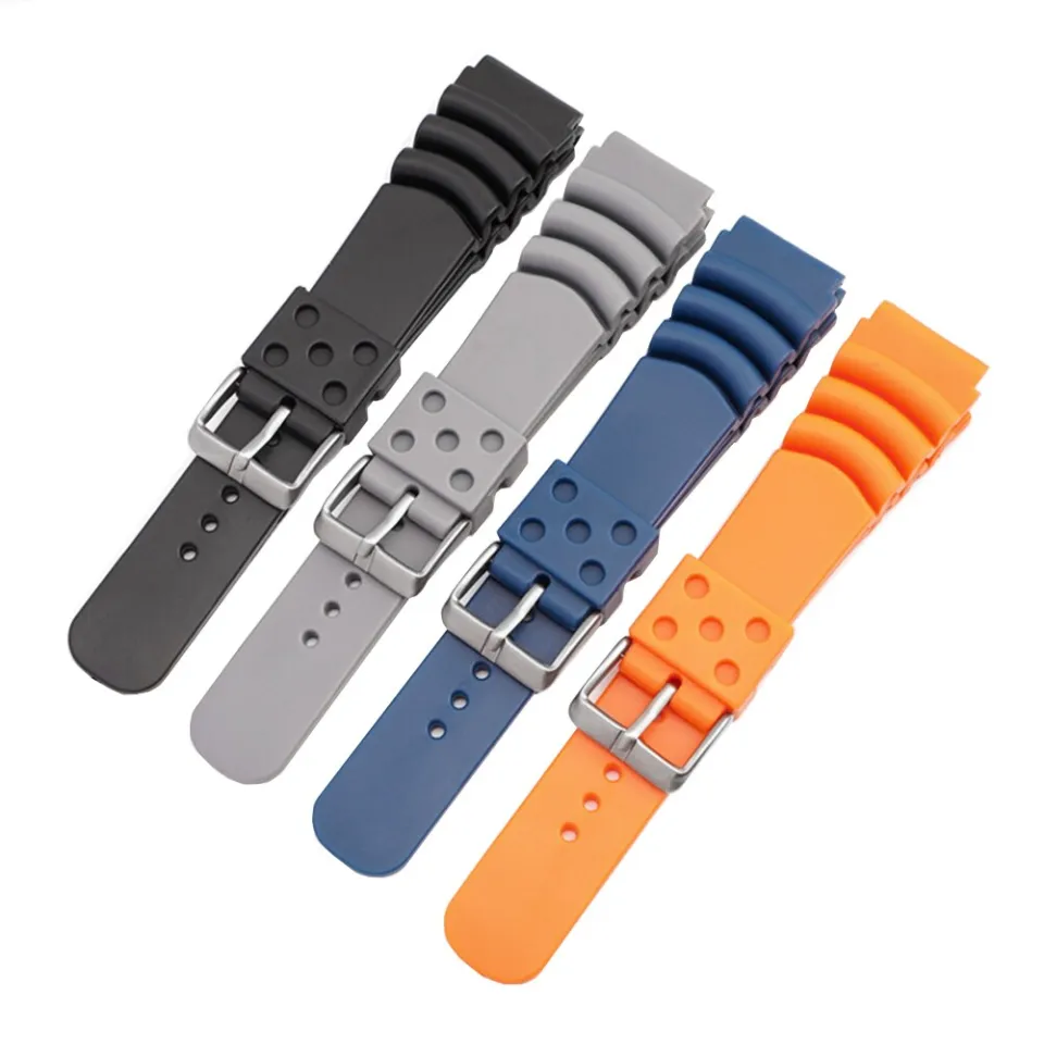 20mm 22mm 24mm Diving Rubber Watch Strap Waterproof Silicone Sport