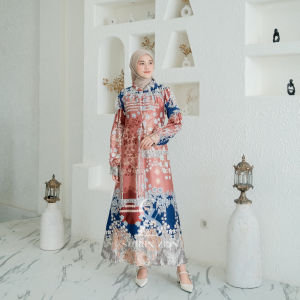 ShirinZein - Gamis Wanita Khansa Slik Premium Motif Terbaru Etnik Pesta Mewah Elegan