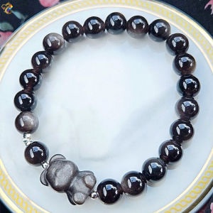 Collection Grade Silver Obsidian Bear Bracelet