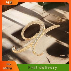 HB 2Pcs Fashion Full Rhinestone Encrusted Gold And Silver Alphabet Letter Brooches Pins Minimalist Clothing Jewelry Accessory