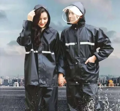 1 Set Unisex Motorcycle Rain Suit Waterproof Hooded Raincoat And Pants Full Body Coverage Rain Gear For Riding Work Travel And Outdoor Activities