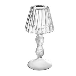 FOUNDTWO Thủy tinh Chân nến sọc cao Tinh tế Sáng Tạo Nến thủ công Đồ trang trí để bàn Lãng mạn Giá đỡ nến hình đèn Phòng khách