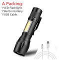 XPE+ Police Cree LED Built-in Battery Flashlight Rechargeable Waterproof USB Charge. 