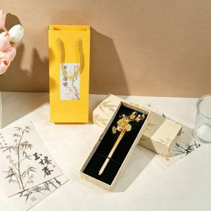 MODERNLUX Phong cách Trung Hoa Bút chải tóc 2 trong 1 2 trong 1 Tua hoa Bút bi hình que cài tóc Di động Viết mượt mà Bút chì trang trí tóc kiểu Trung Quốc Quà tặng phụ kiện Hán phục