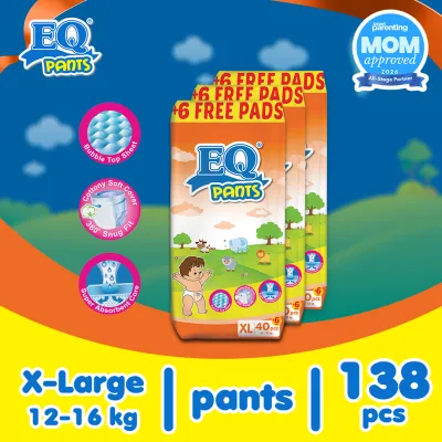 EQ Pants XL (12-16 kg) - 46 pcs x 3 packs (138 pcs) - Diaper Pants